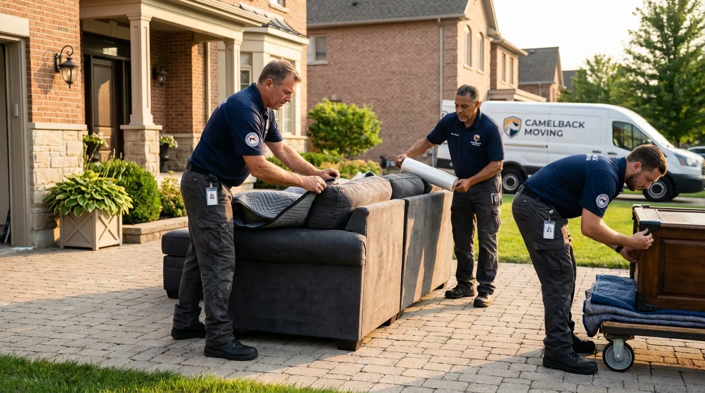 Large estate moving crew wrapping furniture in Garrochales, PR